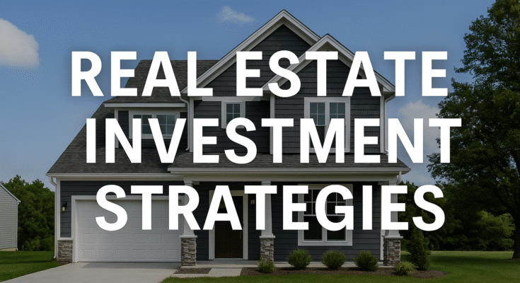 Real Estate Investment Strategies High-resolution image of a modern property with overlaid text "Real Estate Investment Strategies" designed for a blogg